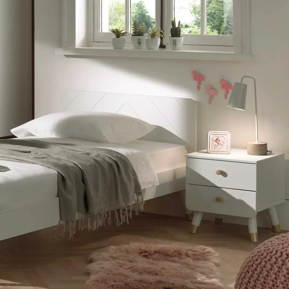 Wohnen Schlafzimmer Komplett*Möbel Jugendzimmer in Weiß - Zimventa (dreiteilig)