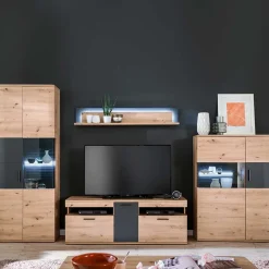 Wohnen Glasmöbel|Wohnzimmerschränke*Möbel Wohnkombination Set - Vecenda (vierteilig)