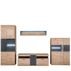 Wohnen Glasmöbel|Wohnzimmerschränke*Möbel Wohnkombination Set - Vecenda (vierteilig)