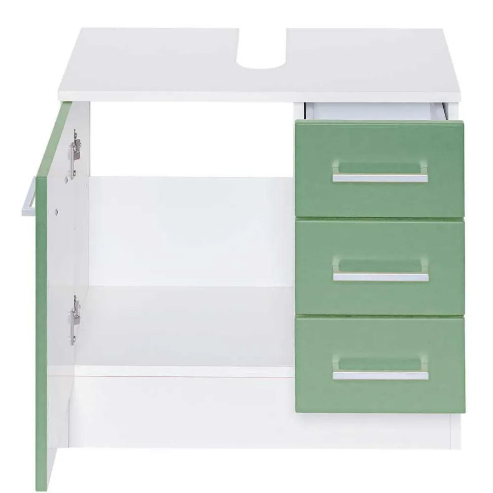 Wohnen Weiße Möbel|Badezimmer Komplett*Möbelprogramm fürs Bad in Grün - Loenixa (vierteilig)