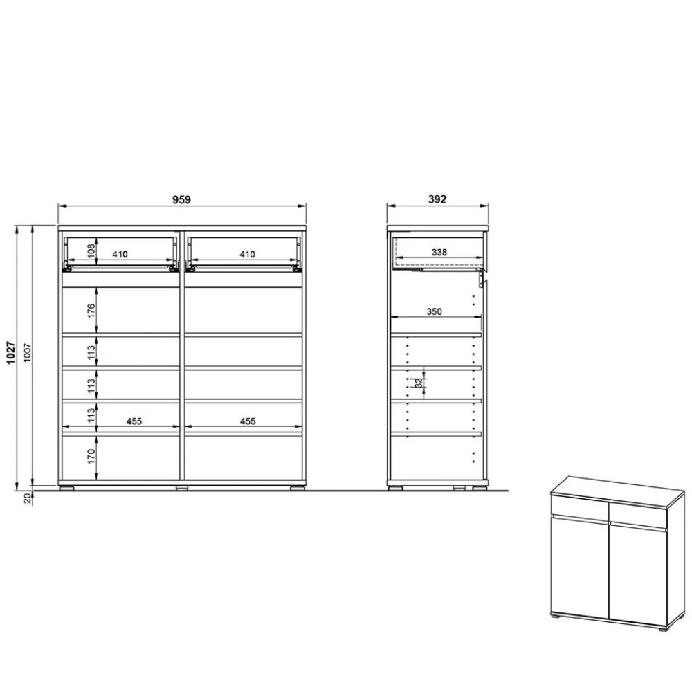 Wohnen Möbelset für Flur Einrichtung - Orsecca (fünfteilig)