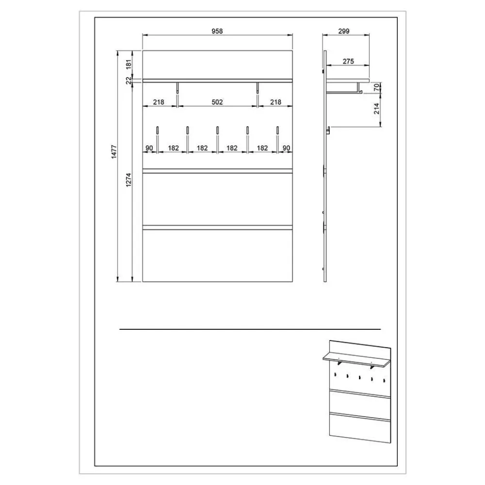 Wohnen Möbelset für Flur Einrichtung - Orsecca (fünfteilig)