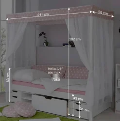 Wohnen Mädchen Himmelbett Emyta aus Kiefer Massivholz