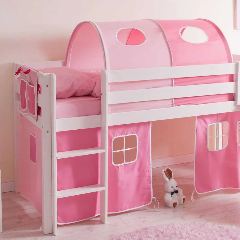 Kinder Wohnen Mädchen Hochbett Rene mit Rutsche