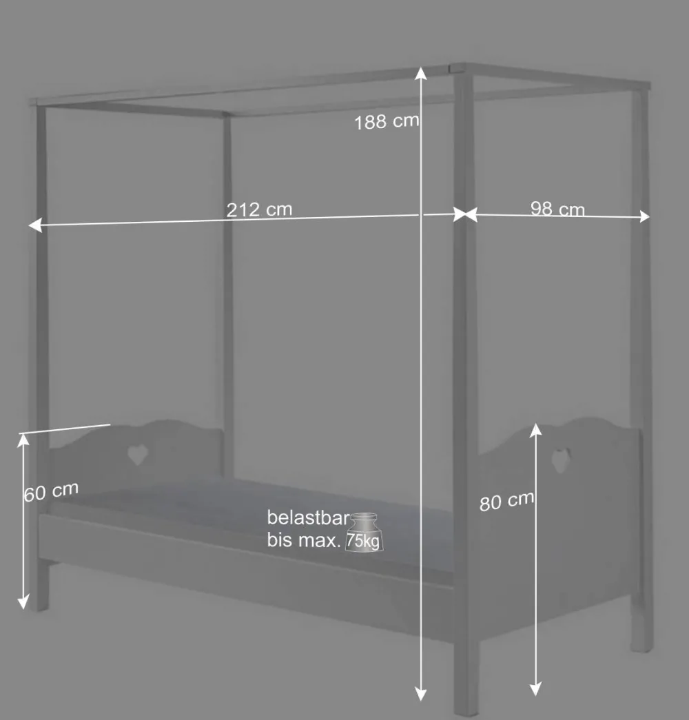 Kinder Wohnen Mädchen Kinderbett Grandory mit Himmel
