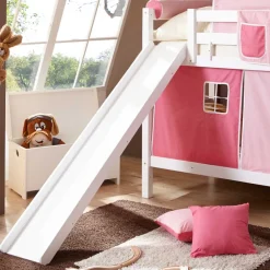 Wohnen Kinderbetten|Kindermöbel*Mädchen Rutsche Stockbett in Weiß Rosa Pink - Telvo