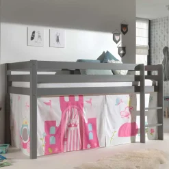 Kinder Wohnen Mädchenhochbett mit Vorhang Prinzessin und Schloss - Casa