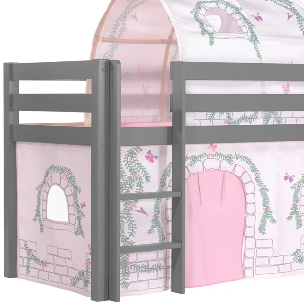 Kinder Wohnen Mädchenzimmer Rutschbett in Grau - Surie