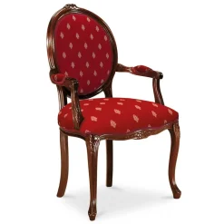 Wohnen Medaillonstuhl mit Armlehnen in Nussbaum & Rot - Adagiona