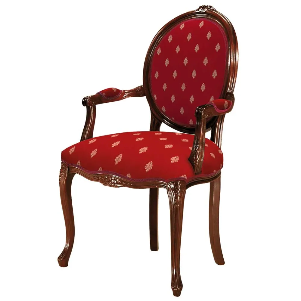 Wohnen Medaillonstuhl mit Armlehnen in Nussbaum & Rot - Adagiona
