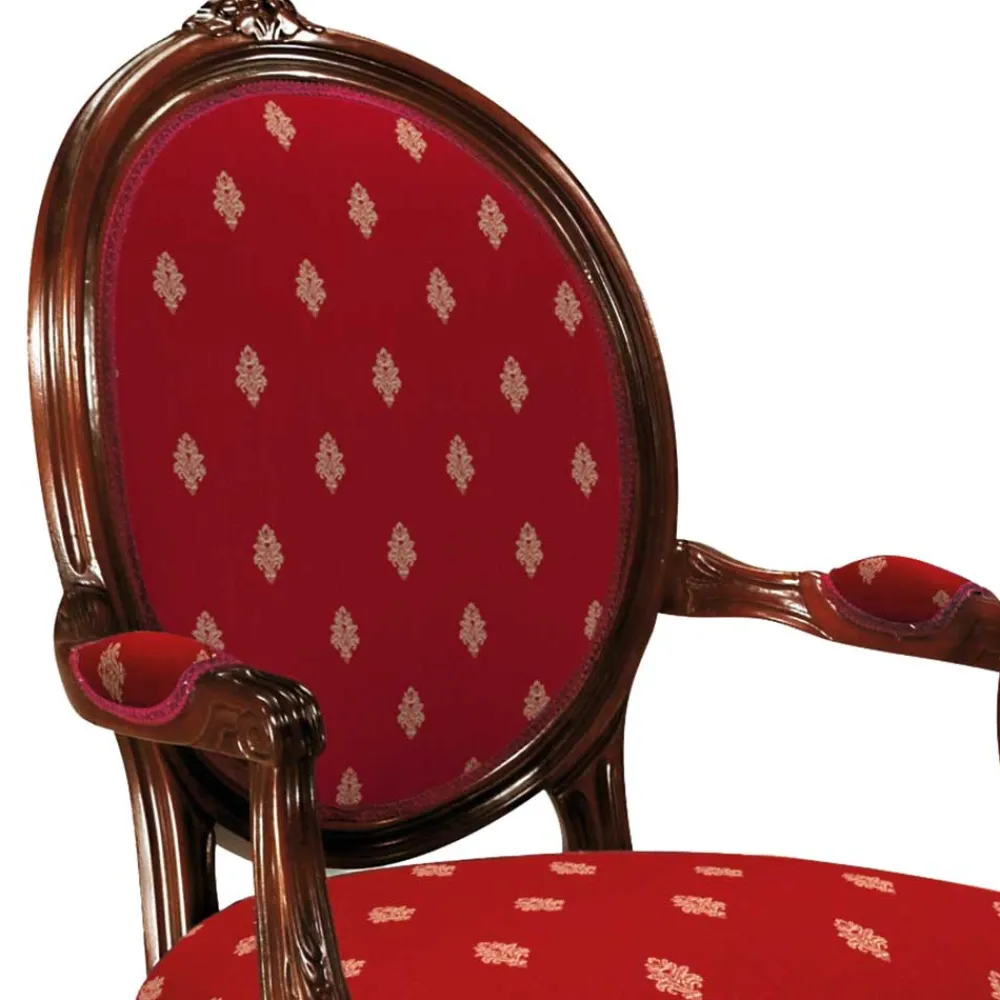 Wohnen Medaillonstuhl mit Armlehnen in Nussbaum & Rot - Adagiona