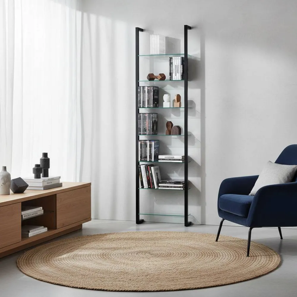 Wohnen Glasmöbel|Esszimmerregale*Medien Wand Regal mit 7 Glasböden - Clobia I