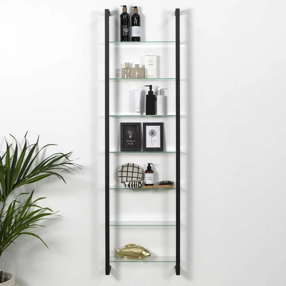 Wohnen Glasmöbel|Esszimmerregale*Medien Wand Regal mit 7 Glasböden - Clobia I