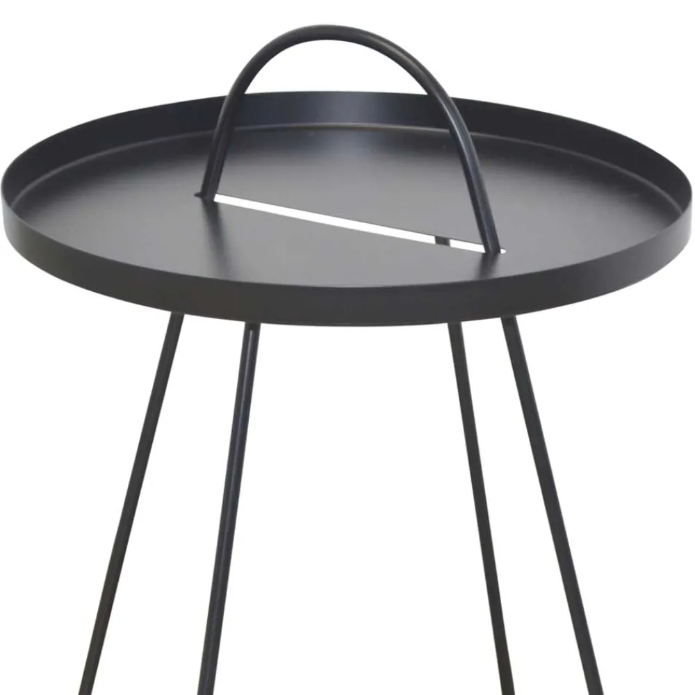 Wohnen Telefontische*Metall Beistelltisch lackiert in Schwarz - Vascau