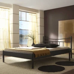 Wohnen Metall Bett Halfa in Schwarz