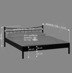 Wohnen Metall Bett Halfa in Schwarz