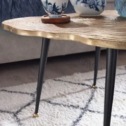 Wohnen Metall Couchtisch mit Alu Platte im Baumscheiben Design - Lavetras