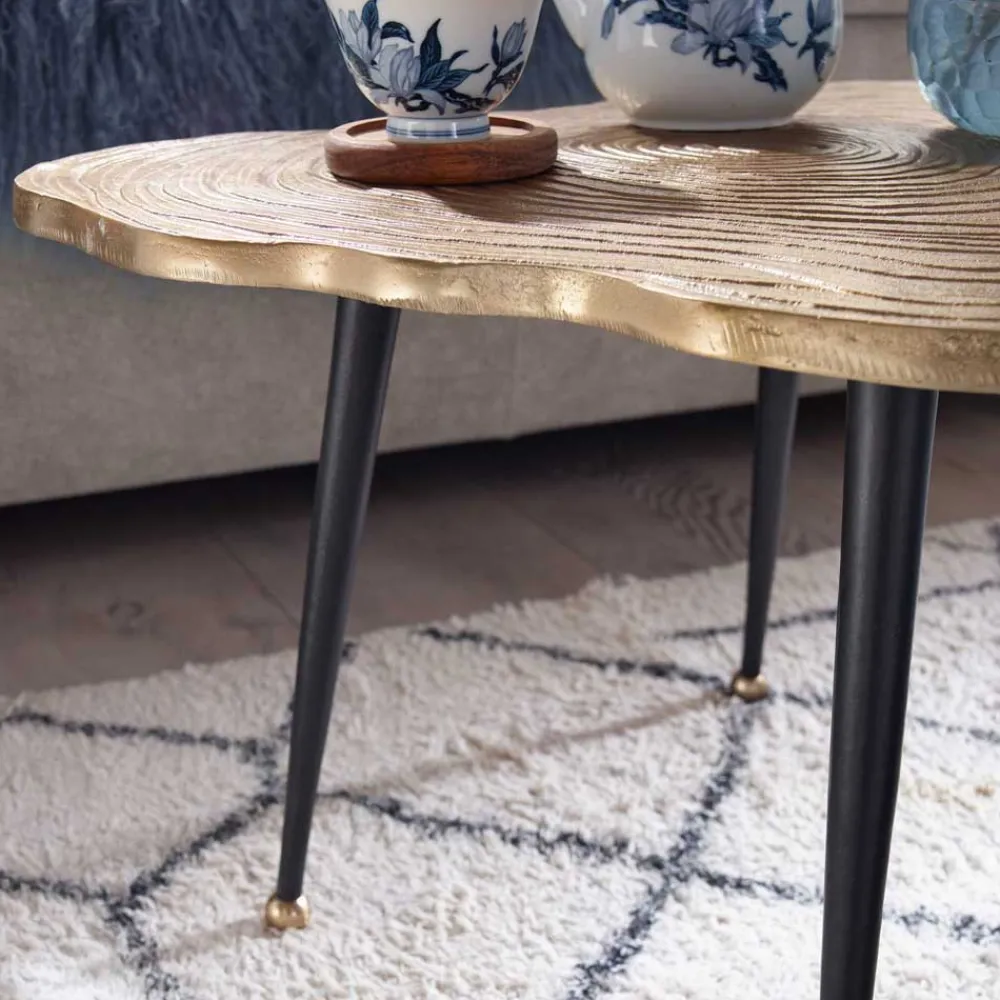 Wohnen Metall Couchtisch mit Alu Platte im Baumscheiben Design - Lavetras