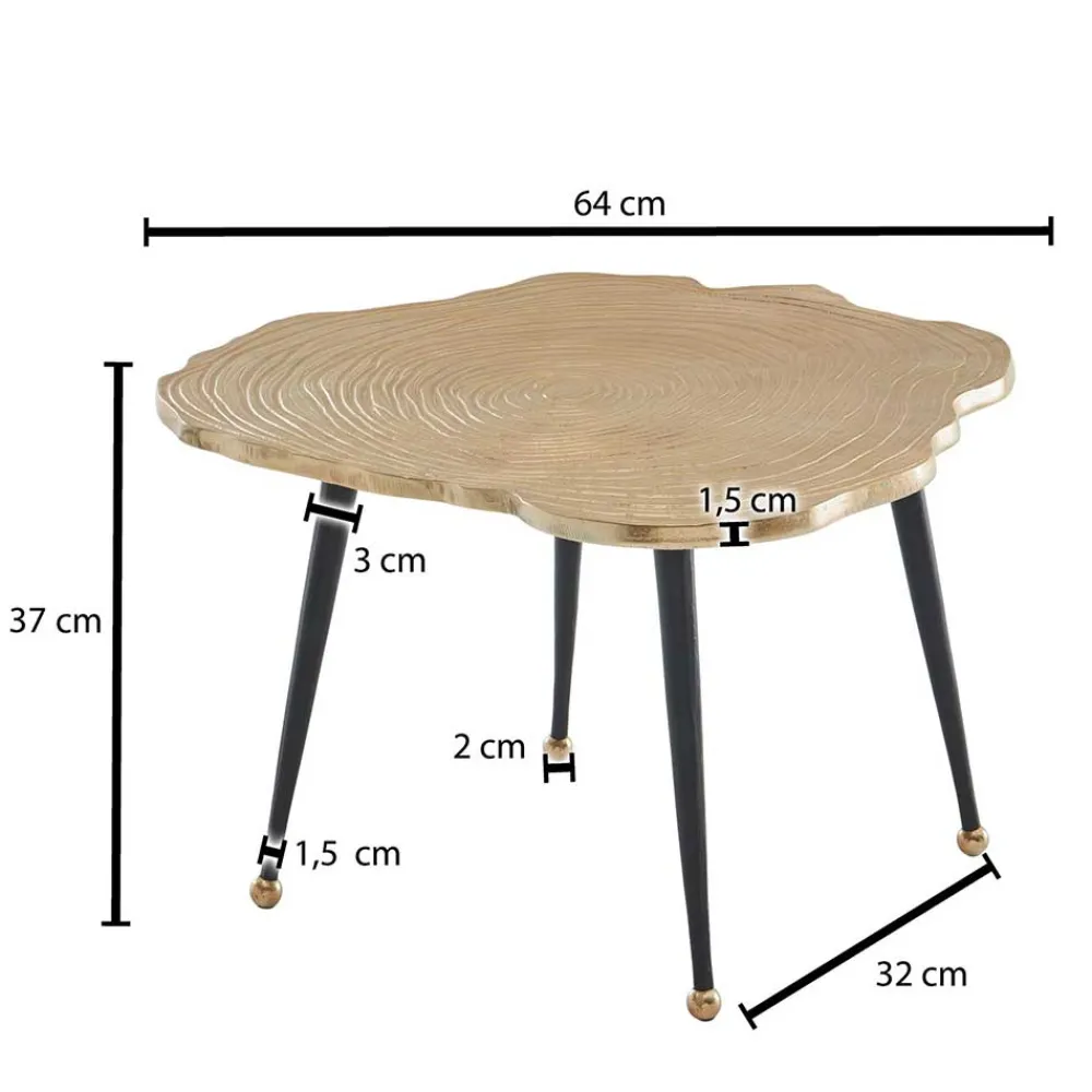 Wohnen Metall Couchtisch mit Alu Platte im Baumscheiben Design - Lavetras