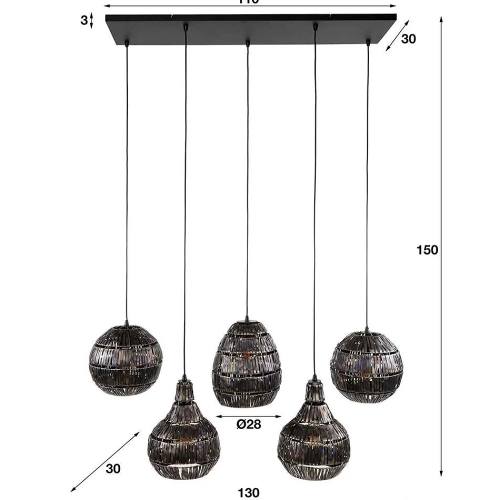 Wohnen Metall Hängelampe mit fünf Schirmen - Herri