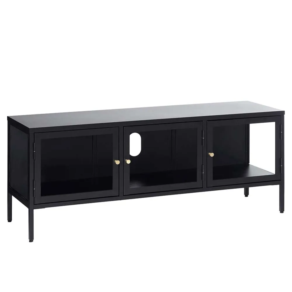 Wohnen Tv & Hifi-Möbel|Tv & Hifi-Möbel*Metall Lowboard Vitrine in Schwarz - Feliz