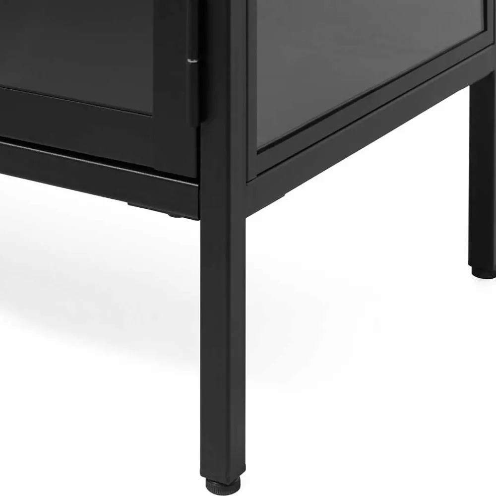 Wohnen Tv & Hifi-Möbel|Tv & Hifi-Möbel*Metall Lowboard Vitrine in Schwarz - Feliz