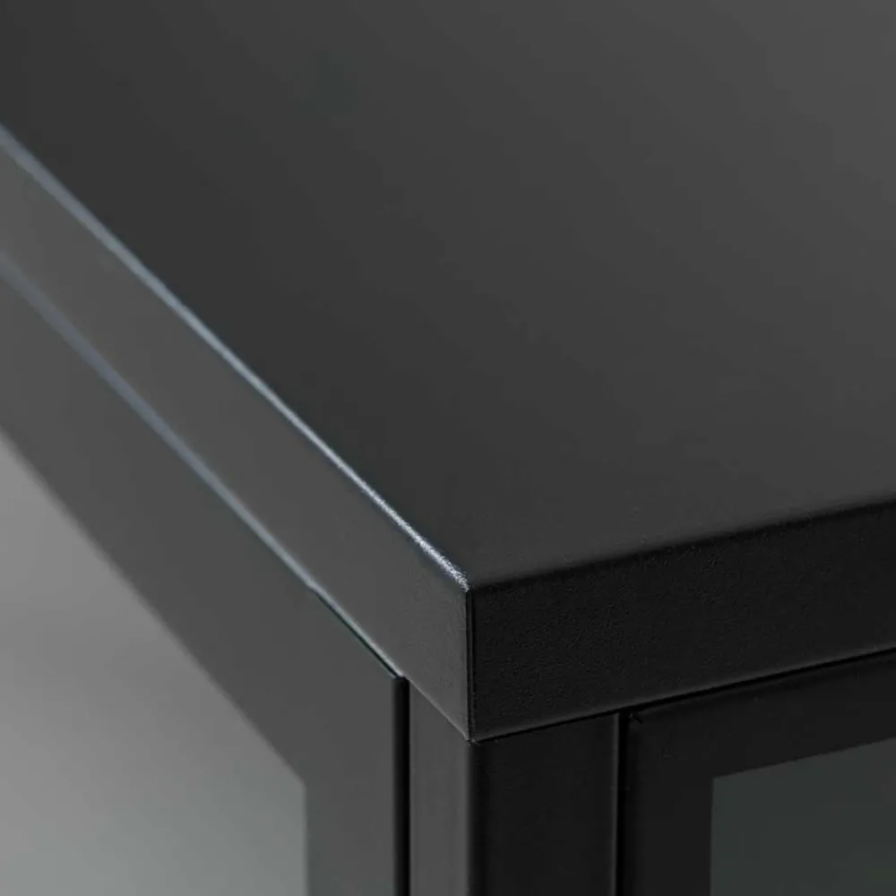 Wohnen Tv & Hifi-Möbel|Tv & Hifi-Möbel*Metall Lowboard Vitrine in Schwarz - Feliz