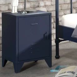 Wohnen Metall Nachtschrank in Blau - 1-türig - Nostalgic