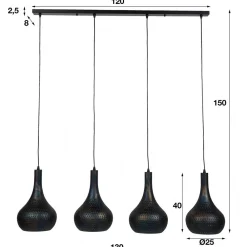 Wohnen Metall Pendelleuchte in Dunkelbraun - Marmore