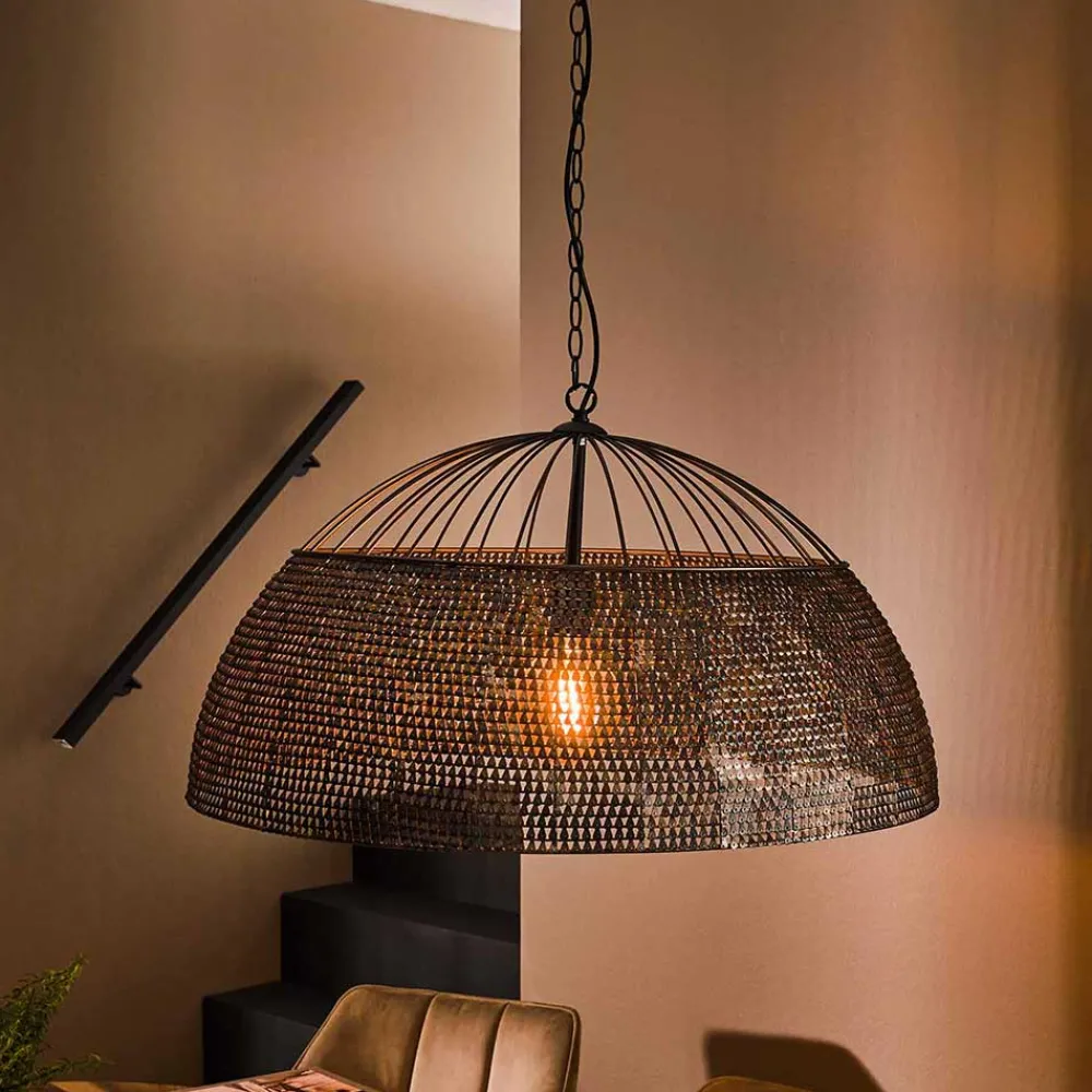 Wohnen Braune Möbel|Loft Möbel*Metall Pendelleuchte mit halbrundem Schirm - Lash