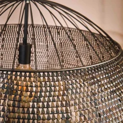 Wohnen Braune Möbel|Loft Möbel*Metall Pendelleuchte mit halbrundem Schirm - Lash