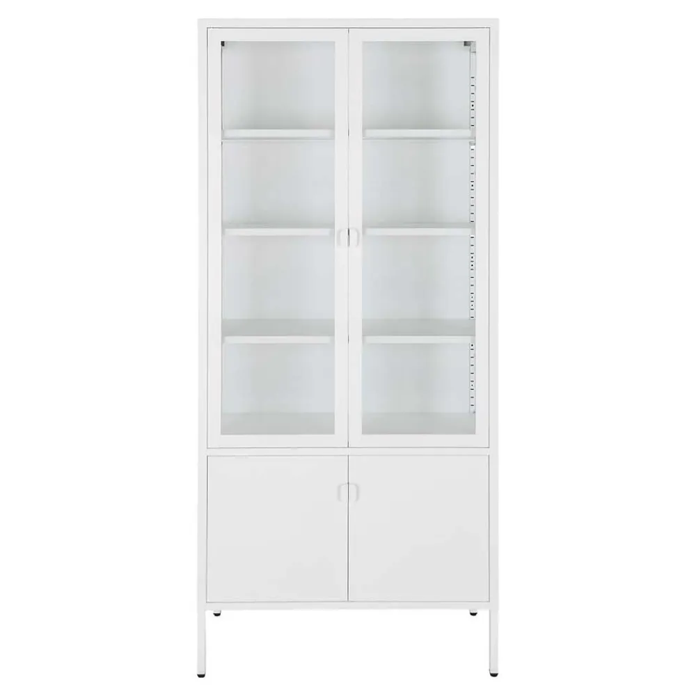 Wohnen Vitrinen|Wohnzimmer-Vitrinen*Metall Vitrinenschrank in Weiß - Fortinos