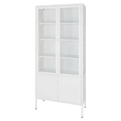 Wohnen Vitrinen|Wohnzimmer-Vitrinen*Metall Vitrinenschrank in Weiß - Fortinos