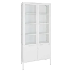 Wohnen Vitrinen|Wohnzimmer-Vitrinen*Metall Vitrinenschrank in Weiß - Fortinos