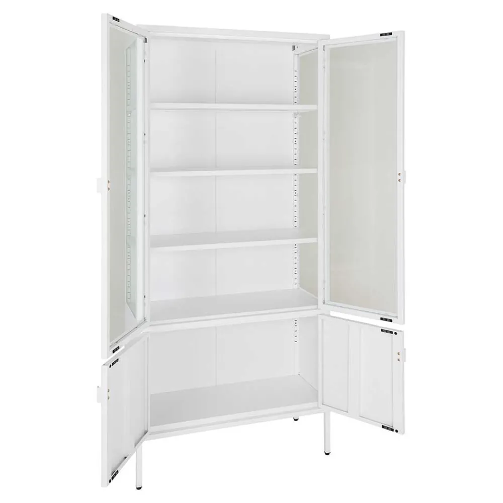 Wohnen Vitrinen|Wohnzimmer-Vitrinen*Metall Vitrinenschrank in Weiß - Fortinos