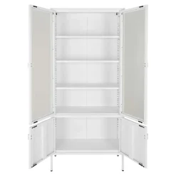 Wohnen Vitrinen|Wohnzimmer-Vitrinen*Metall Vitrinenschrank in Weiß - Fortinos