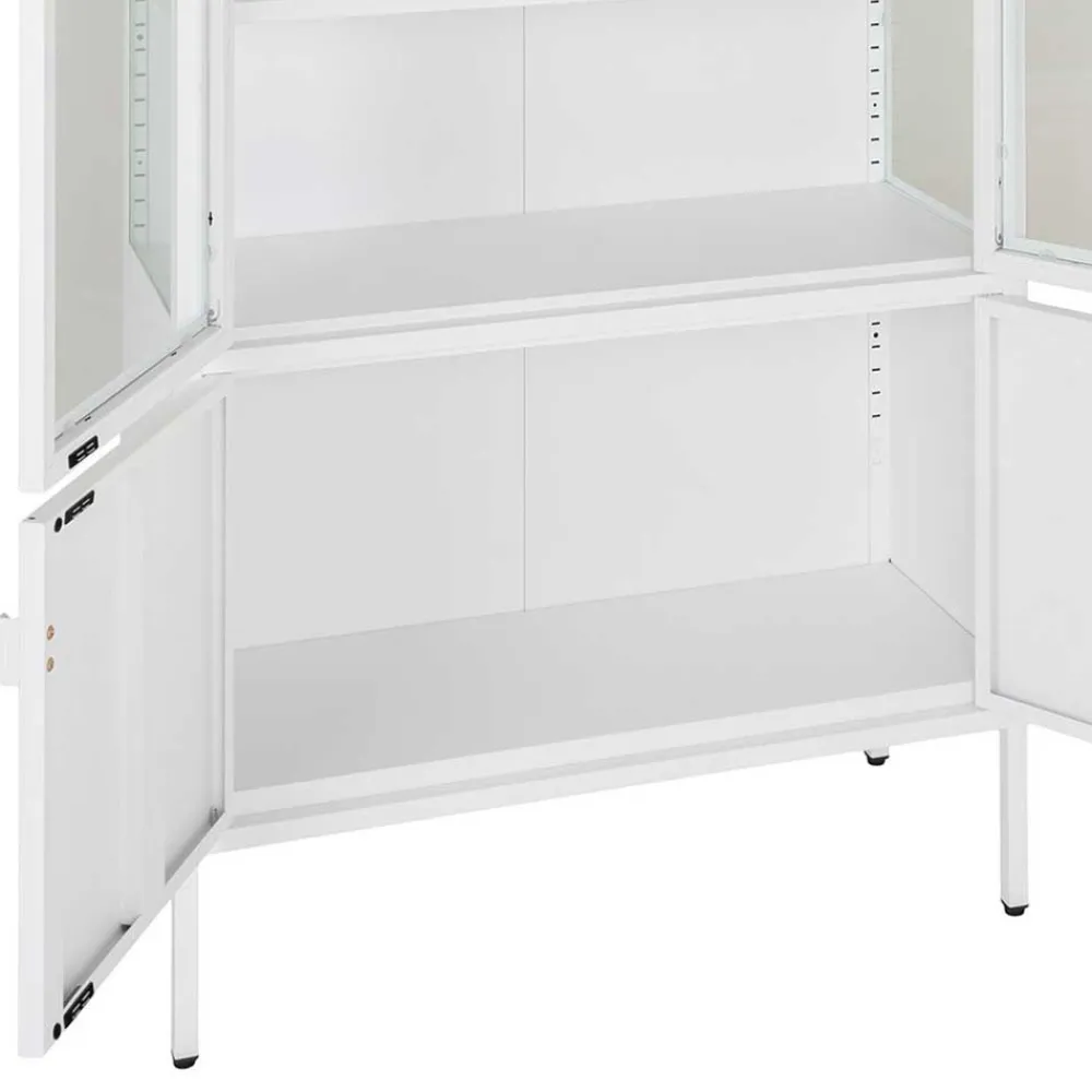 Wohnen Vitrinen|Wohnzimmer-Vitrinen*Metall Vitrinenschrank in Weiß - Fortinos