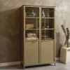 Wohnen Metall Vitrinenschrank in Khaki - Gabadoza