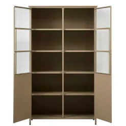 Wohnen Metall Vitrinenschrank in Khaki - Gabadoza