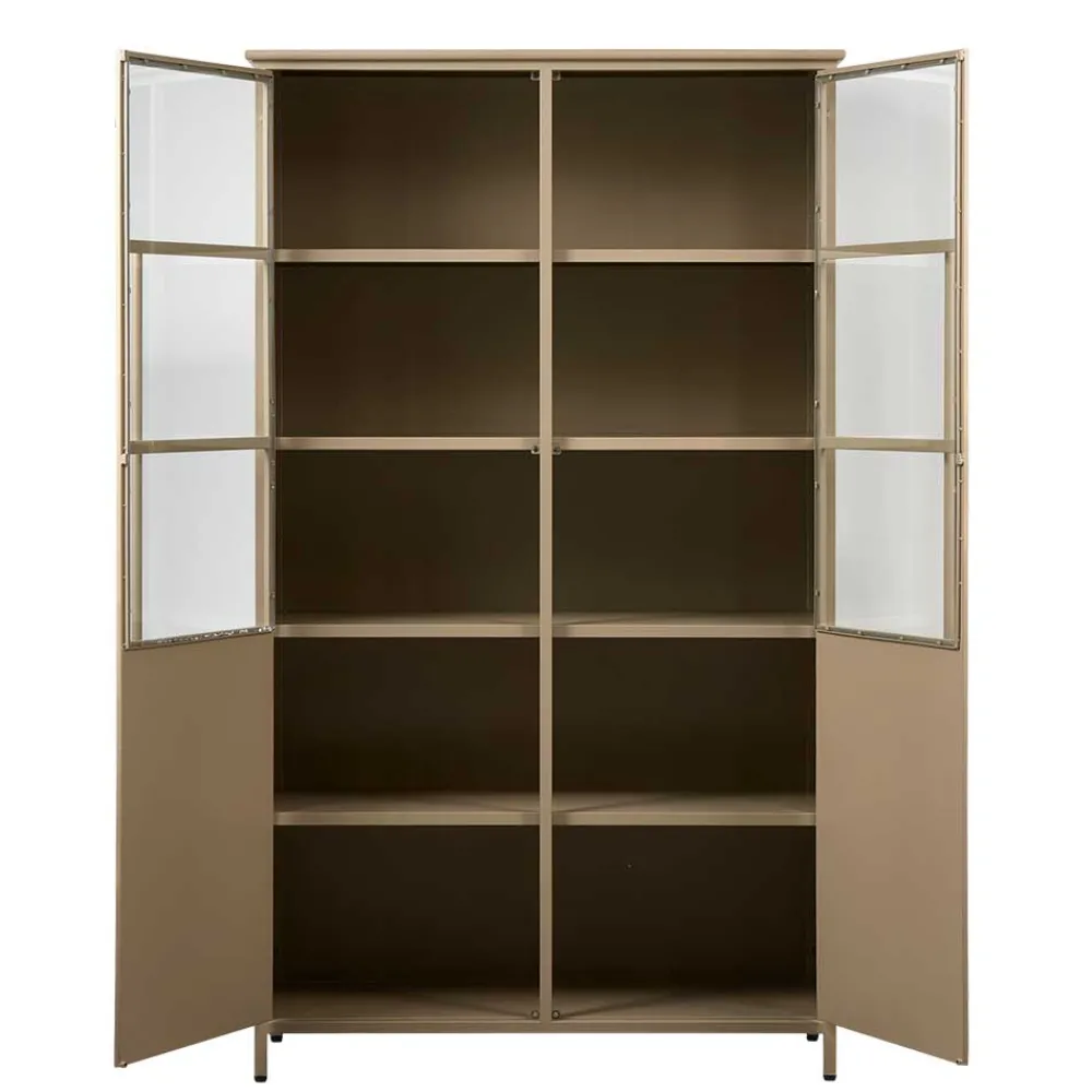 Wohnen Metall Vitrinenschrank in Khaki - Gabadoza