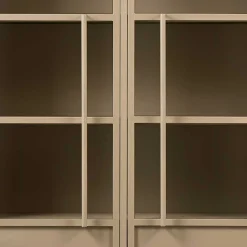 Wohnen Metall Vitrinenschrank in Khaki - Gabadoza