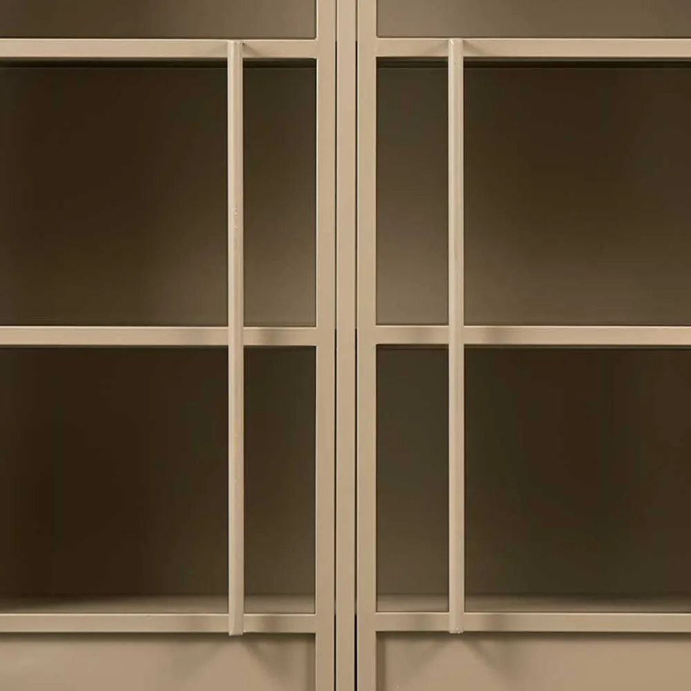Wohnen Metall Vitrinenschrank in Khaki - Gabadoza