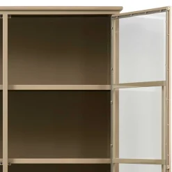 Wohnen Metall Vitrinenschrank in Khaki - Gabadoza