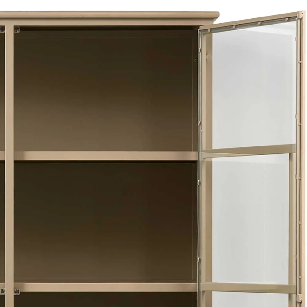 Wohnen Metall Vitrinenschrank in Khaki - Gabadoza