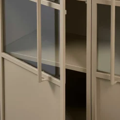 Wohnen Metall Vitrinenschrank in Khaki - Gabadoza