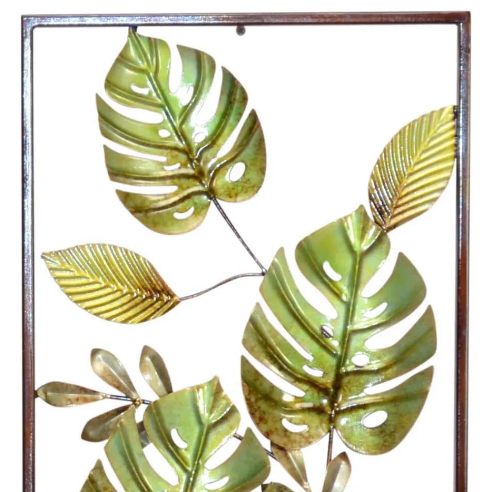 Wohnen Wandbilder*Metall Wandbilder mit Dschungel Blatt Motiv Droad je 35x91x4 cm (2er Set)