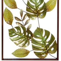 Wohnen Wandbilder*Metall Wandbilder mit Dschungel Blatt Motiv Droad je 35x91x4 cm (2er Set)