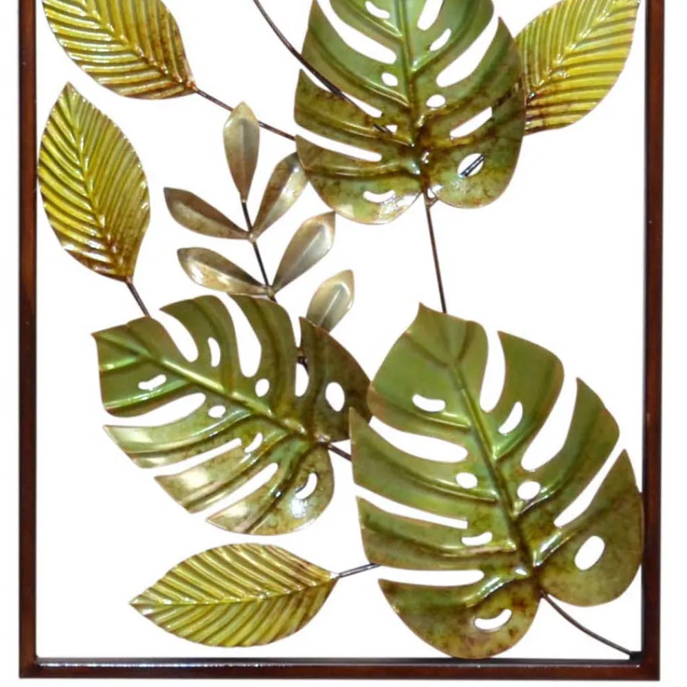 Wohnen Wandbilder*Metall Wandbilder mit Dschungel Blatt Motiv Droad je 35x91x4 cm (2er Set)