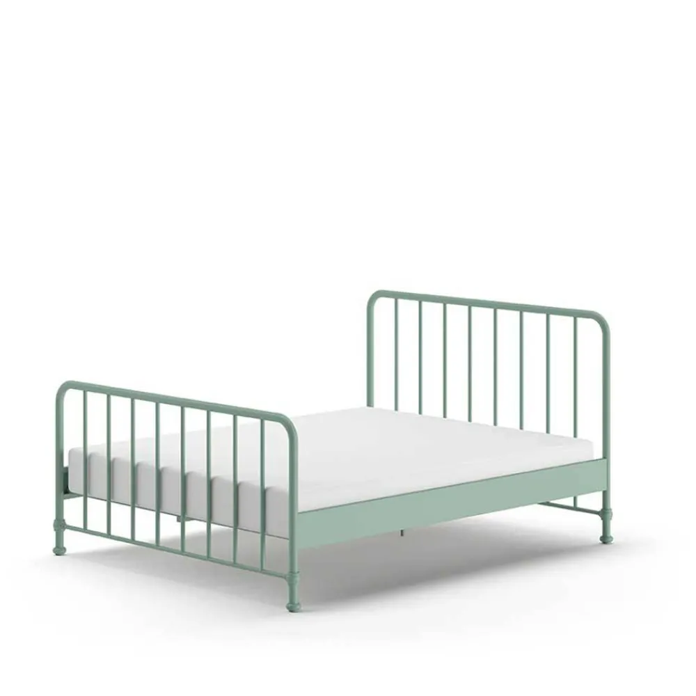 Wohnen Metallbett mit Kopf- und Fußteil in Graugrün - Lisdonna