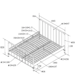 Wohnen Metallbett mit Kopf- und Fußteil in Graugrün - Lisdonna